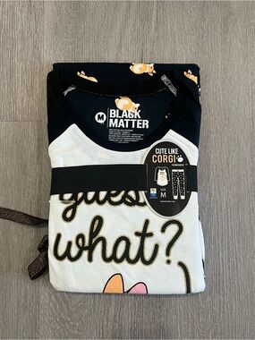 Black Matter "Guess What?" Corgi Butt Graphic Pajama Set - Size M